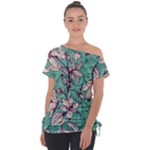 Vintage Floral Pattern Tie-Up Tee