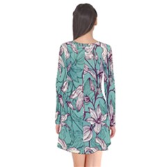 Long Sleeve V-neck Flare Dress 