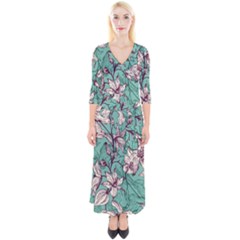 Quarter Sleeve Wrap Maxi Dress 