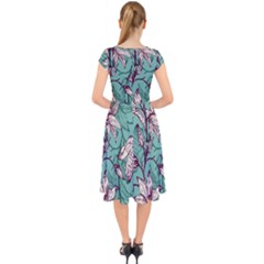 Cap Sleeve Front Wrap Midi Dress 