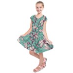 Vintage Floral Pattern Kids  Short Sleeve Dress