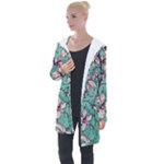Vintage Floral Pattern Longline Hooded Cardigan