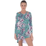 Vintage Floral Pattern Asymmetric Cut-Out Shift Dress