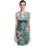 Vintage Floral Pattern Sleeveless Velvet Midi Dress