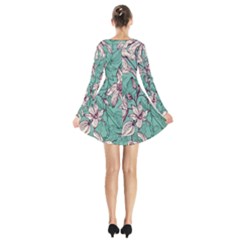 Long Sleeve Velvet V-neck Dress 