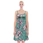 Vintage Floral Pattern Spaghetti Strap Velvet Dress