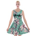 Vintage Floral Pattern Velvet Skater Dress