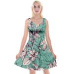 Vintage Floral Pattern Reversible Velvet Sleeveless Dress
