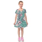 Vintage Floral Pattern Kids  Short Sleeve Velvet Dress