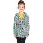 Vintage Floral Pattern Kids  Double Breasted Button Coat