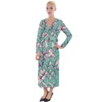 Vintage Floral Pattern Velvet Maxi Wrap Dress