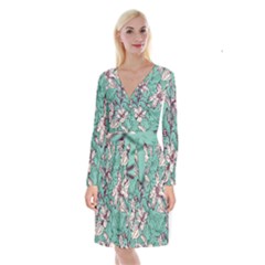 Long Sleeve Velvet Front Wrap Dress 