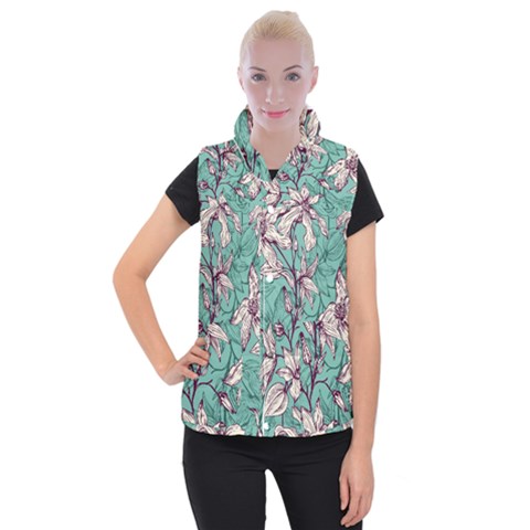 Vintage Floral Pattern Women s Button Up Vest from ArtsNow.com