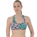 Vintage Floral Pattern Criss Cross Racerback Sports Bra