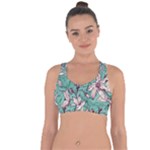 Vintage Floral Pattern Cross String Back Sports Bra
