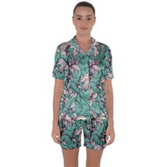 Satin Short Sleeve Pajamas Set 