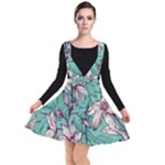 Vintage Floral Pattern Plunge Pinafore Dress