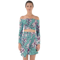 Off Shoulder Top with Skirt Set 