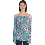 Vintage Floral Pattern Off Shoulder Long Sleeve Top