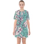 Vintage Floral Pattern Sixties Short Sleeve Mini Dress