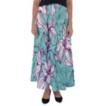 Vintage Floral Pattern Flared Maxi Skirt