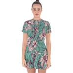 Vintage Floral Pattern Drop Hem Mini Chiffon Dress
