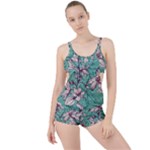 Vintage Floral Pattern Boyleg Tankini Set 