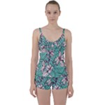 Vintage Floral Pattern Tie Front Two Piece Tankini