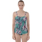 Vintage Floral Pattern Twist Front Tankini Set