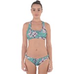 Vintage Floral Pattern Cross Back Hipster Bikini Set
