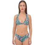 Vintage Floral Pattern Double Strap Halter Bikini Set