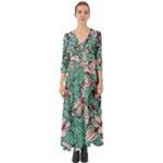 Vintage Floral Pattern Button Up Boho Maxi Dress
