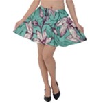 Vintage Floral Pattern Velvet Skater Skirt
