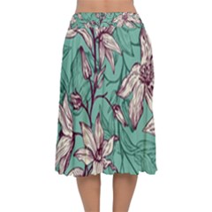 Velvet Flared Midi Skirt 