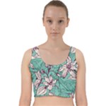 Vintage Floral Pattern Velvet Racer Back Crop Top