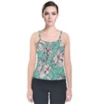 Vintage Floral Pattern Velvet Spaghetti Strap Top