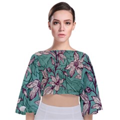 Tie Back Butterfly Sleeve Chiffon Top 