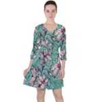 Vintage Floral Pattern Ruffle Dress