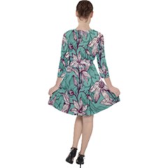 Quarter Sleeve Ruffle Waist Dress 