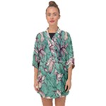 Vintage Floral Pattern Half Sleeve Chiffon Kimono