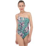 Vintage Floral Pattern Classic One Shoulder Swimsuit