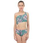 Vintage Floral Pattern Spliced Up Two Piece Swimsuit