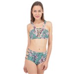 Vintage Floral Pattern Cage Up Bikini Set