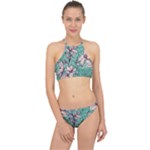 Vintage Floral Pattern Racer Front Bikini Set