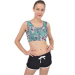 Vintage Floral Pattern V-Back Sports Bra