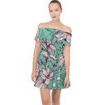 Vintage Floral Pattern Off Shoulder Chiffon Dress