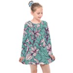 Vintage Floral Pattern Kids  Long Sleeve Dress