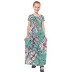 Vintage Floral Pattern Kids  Short Sleeve Maxi Dress