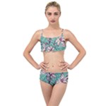 Vintage Floral Pattern Layered Top Bikini Set