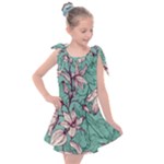 Vintage Floral Pattern Kids  Tie Up Tunic Dress